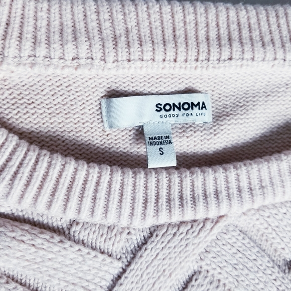 SONOMA LIGHT PINK KNITTED SWEATER WITH CHEVRON DESIGN SLITS ON SIDES SIZE SMALL - Picture 3 of 9